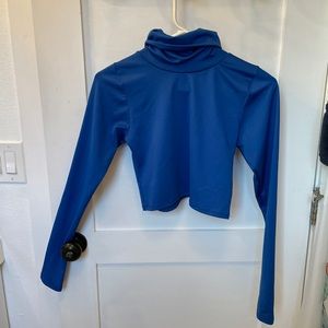 Laina Rauma Jackie Turtleneck Crop Top Blue